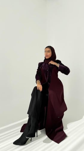 عباية بليزر كريب برغندي