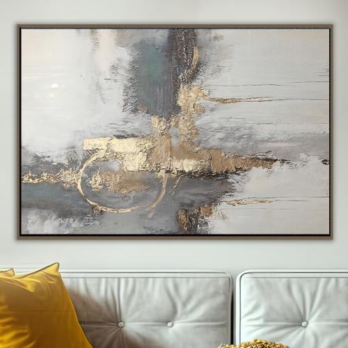 لوحة تجريدية بلمسات الذهبي .