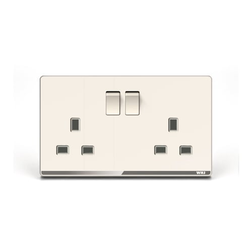 Double Outlet Whj cream With switch فيش كريمي مزدو...