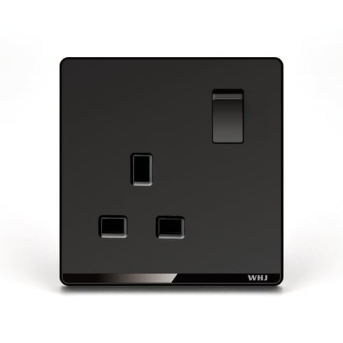 Outlet Whj Black With switch فيش أسود (وهج)