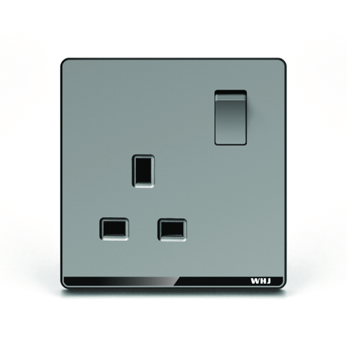 Outlet Whj gray color With switch فيش رمادي (وهج)