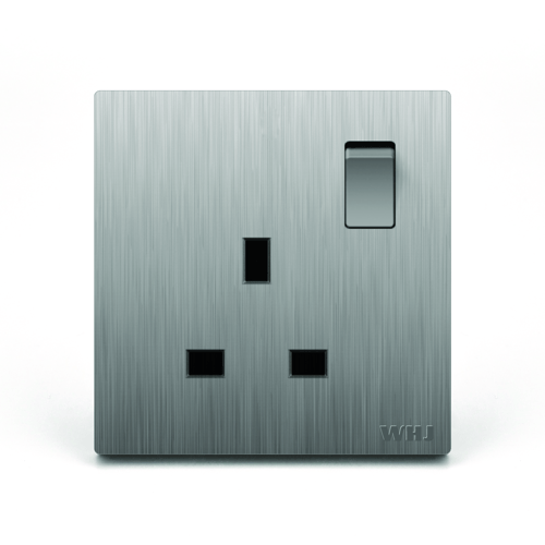 Outlet Whj gray color With switch فيش رمادي (وهج)