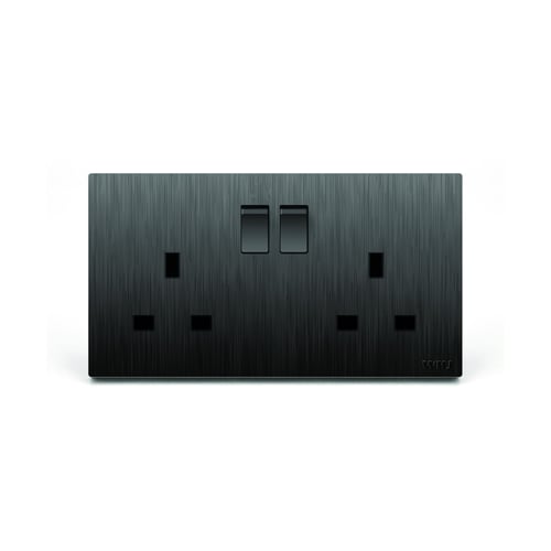 Double Outlet Whj black With switch فيش اسود مزدوج...