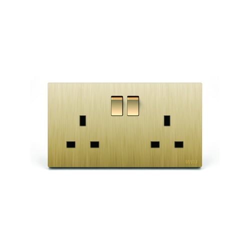 Double Outlet Whj Gold With switch فيش ذهبي مزدوج...