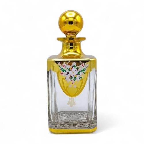 -زجاج عطور باللون الذهبي وعلية رسم مميز , بحجم (45...