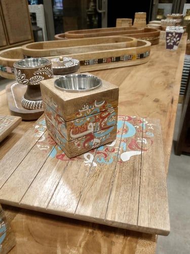 طقم مباخر خشب احرف عربيه - انتيكا