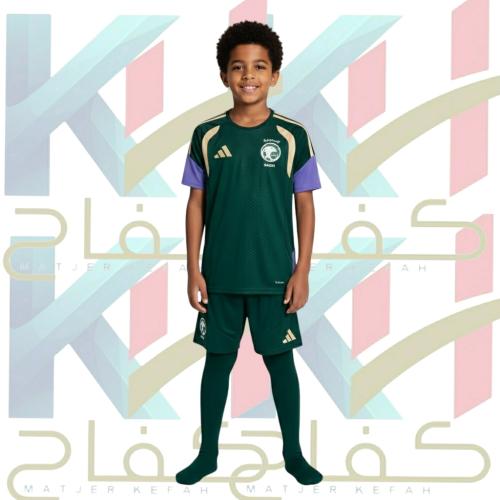 طقم تمرين اطفال المنتخب السعودي الأخضر الداكن الجد...