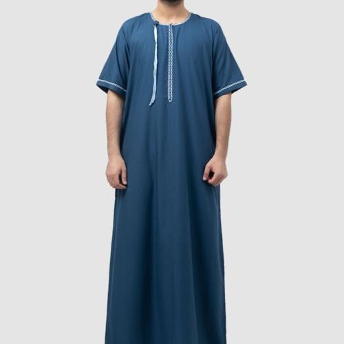 ثوب راحة مطرز أزرق غامق : رجالي