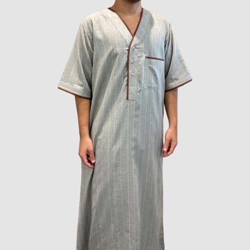 ثوب راحة مقلم رمادي : رجالي