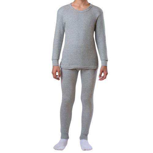 طقم بجامة شتوية قطن رمادي شبابي