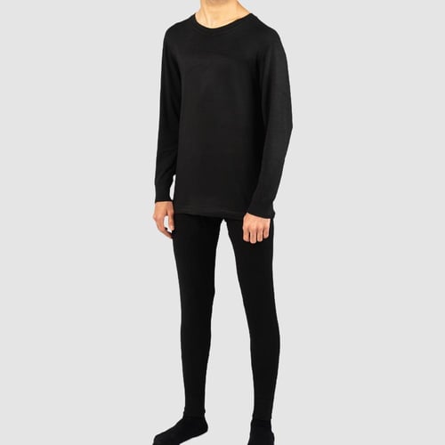 طقم بجامة شتوية ثيرمل أسود : رجالي