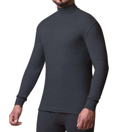 طقم بجامة شتوية قطن رمادي غامق رقبة مرتفعة رجالي