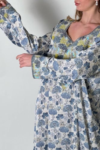 مخور حرير أصفر ورمادي #542