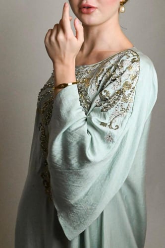 جلابية أنيقة باللون التيفاني الفاتح #3