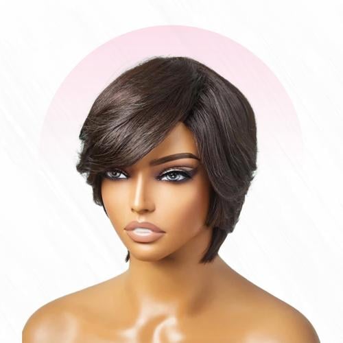 باروكة شعر طبيعي دقن قصيرة شعر ستريت بني غامق بارو...