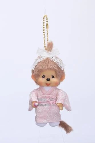 Monchhichi girl milk tea kimono keychain
