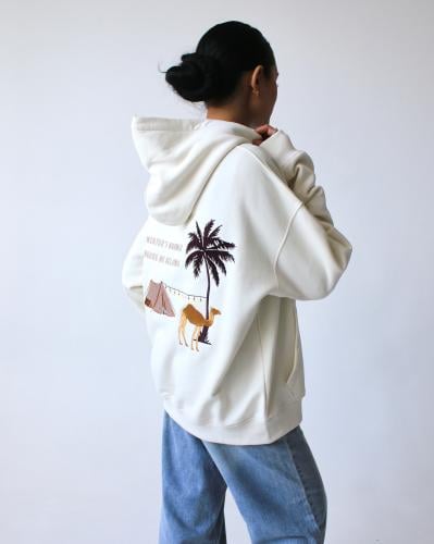 Oversized Of-White Hoodie-Unisex | هودي سكري بتصمي...