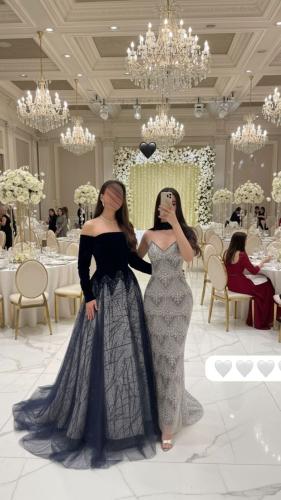 فستان كحلي سهره فخم