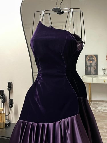 فستان مخمل موف