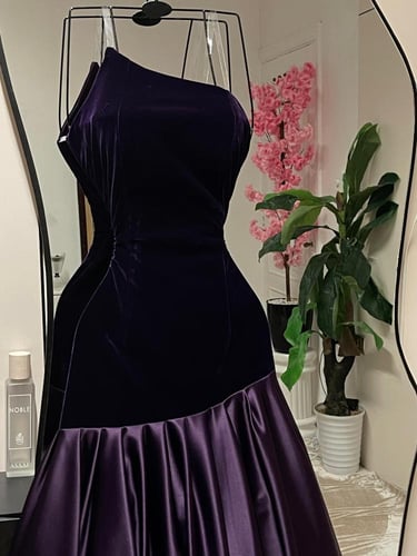 فستان مخمل موف