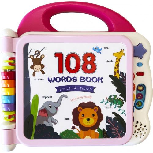 لعبة تعليمية ناطقة 108 كلمة انجليزي لون وردي مع بل...