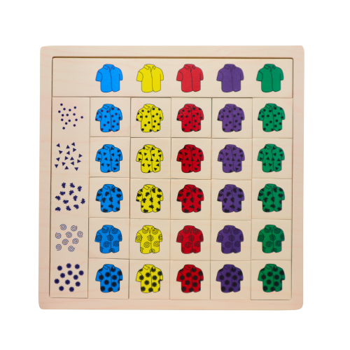 لغز العد والتصنيف الخشبي (الألوان والكميات)