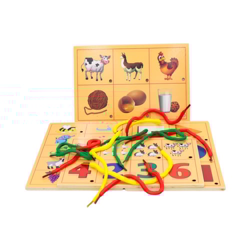 لعبة التوصيل بالخيط الخشبية (صورة الخيط)