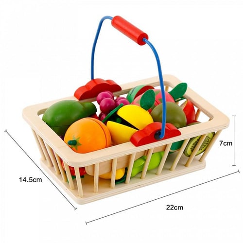 سلة فواكه الخشبية - 16 قطعة