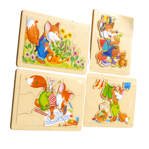 بزل الأنشطة اليومية الخشبي - الثعلب