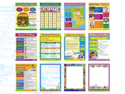 لوحات تعليمية مهارات الكتابة - انجليزي من 123 ببلش...