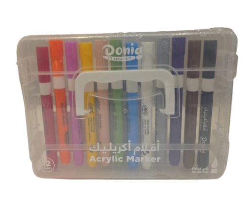 بكت أقلام تلوين اكريليك 12 حبة DONIA