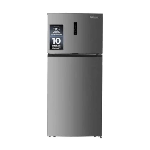 Super General refrigerator, double door, 14.9 feet, 420 liters, inverter, anti-freezing system, silver - KSGR515iE