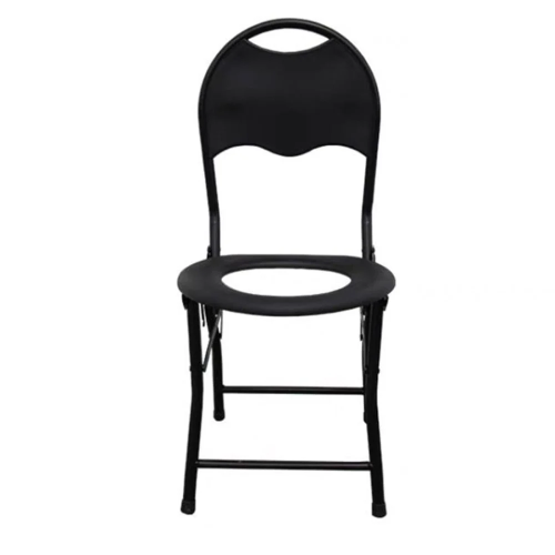 كرسي مرحاض اسود مع مسند ظهر