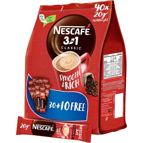 نسكافيه 3في1كلاسيك +10مجانا 40*20جم