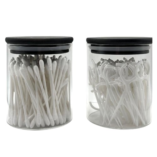 برطمان زجاجي بغطاء البامبو الاسود ٣٥٠ مل