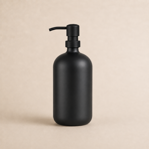 Black matte glass liquid soap container 500 ml