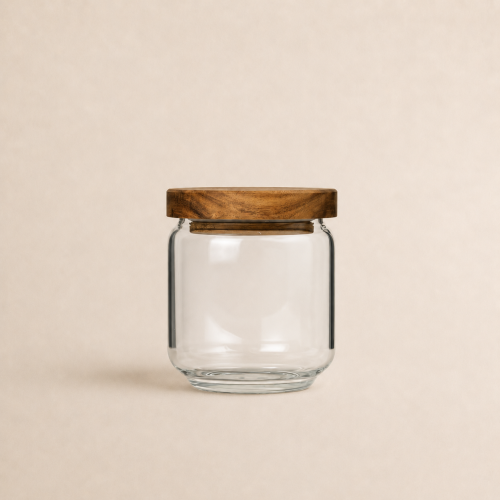 Glass jar with dark bamboo lid 500 ml
