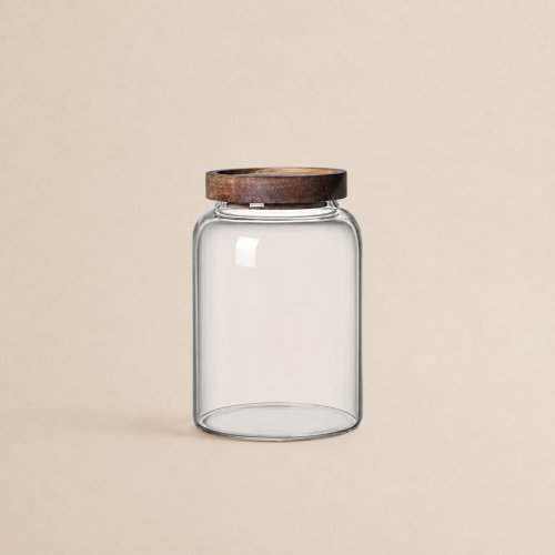 Glass jar with dark bamboo lid 1100 ml