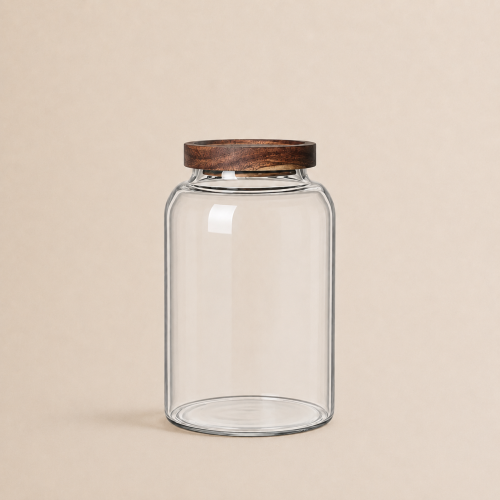 Glass jar with dark bamboo lid 2000 ml