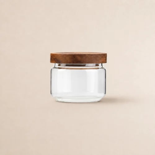 Glass jar with dark bamboo lid 325 ml