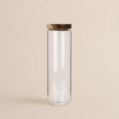 Glass jar with dark bamboo lid 1400 ml