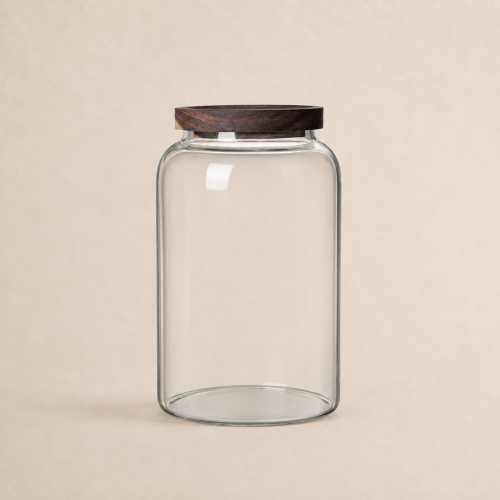 Glass jar with dark bamboo lid 3000 ml