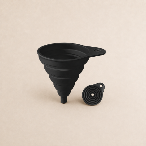 Small black silicone funnel