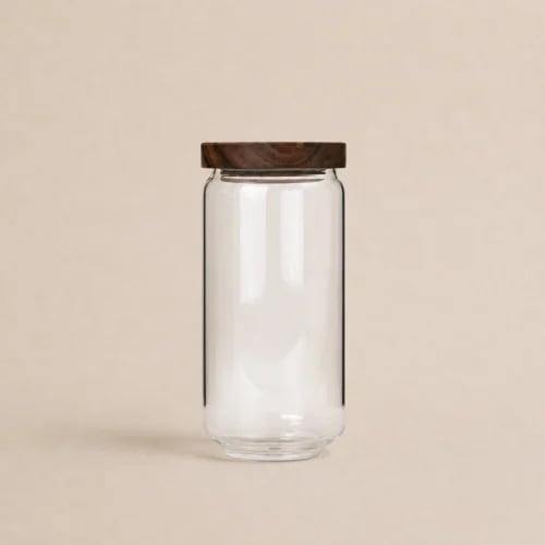Glass jar with dark bamboo lid 1000 ml