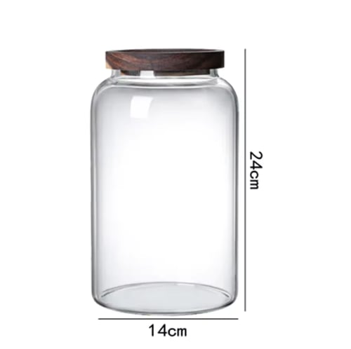 برطمان زجاجي بغطاء البامبو الداكن ٣٠٠٠ مل