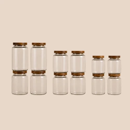 مجموعة البانتري الشاملة-١٢ بطمان | Complete Pantry Set – 12 Glass Jars