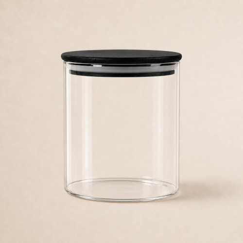 Glass jar with black bamboo lid 3000 ml