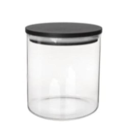 برطمان زجاجي بغطاء البامبو الاسود ٧٠٠ مل