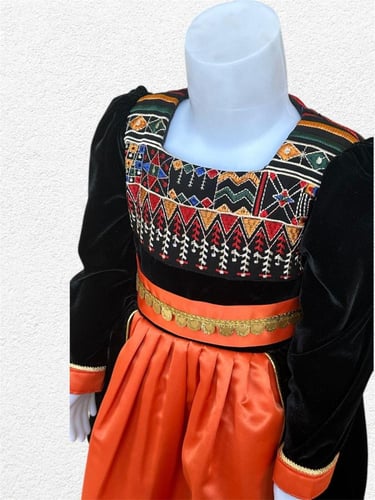 فستان بناتي مطرز مخمل جديد