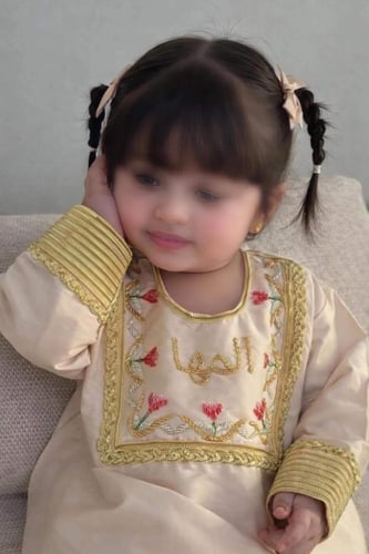 فستان شالكي رمضاني بالاسم بتفصيل أنيق